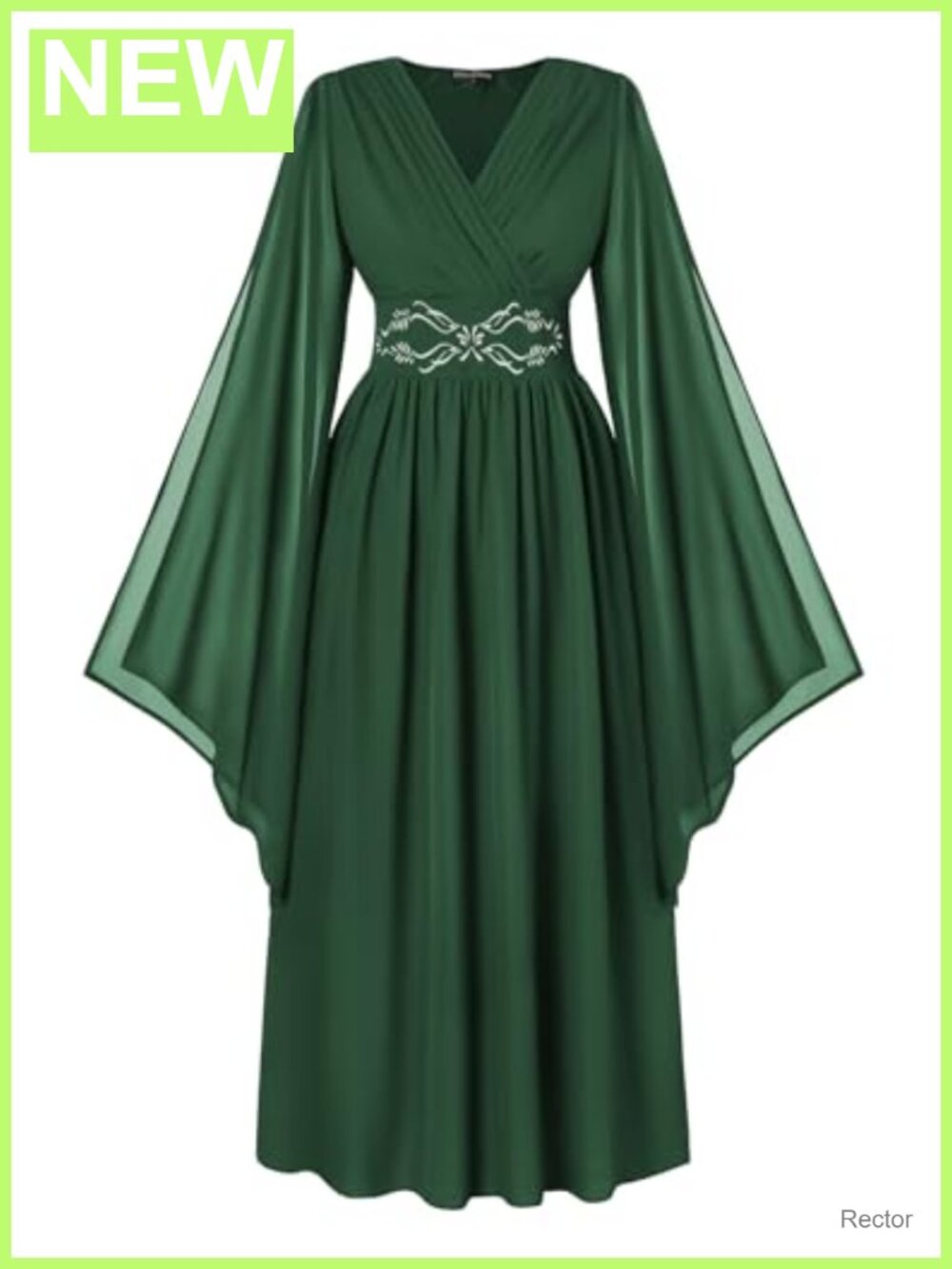 Renaissance Costume Medieval Fairy Dress Chiffon V-Neck Bell Sleeve Maxi